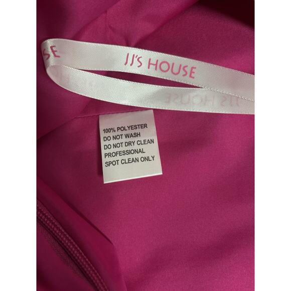 JJ’S House Woman Dress 14 Long Sleeve Lined Rushed V-Neck Fuchsia Bridesmaids - Picture 7 of 12